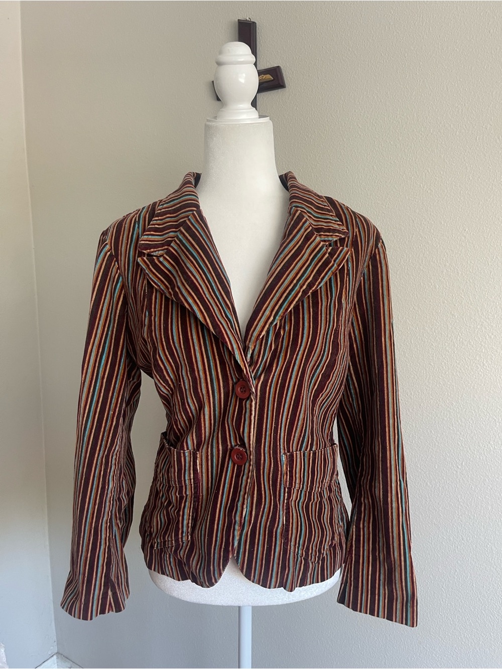 Cato Multi-Stripe Brown Corduroy Blazer